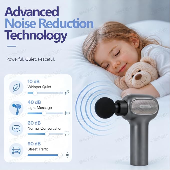 AxBerry Massage Gun, Deep Tissue Percussion Massager with Heat & Detachable Extension Handle, Handheld Muscle Massager for Back, Neck & Shoulders Pain, Portable Massage Gun, Muscle Gun