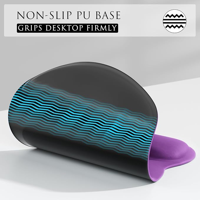 MROCO Ergonomic Mouse Pad with Gel Wrist Rest, 9.4 x 8.1 in, Violet Purple | Ergonomic Shape Design, Multiple Pattern Options, Gel Wrist Comfort, Smooth Lycra Surface, Non-Slip PU Base