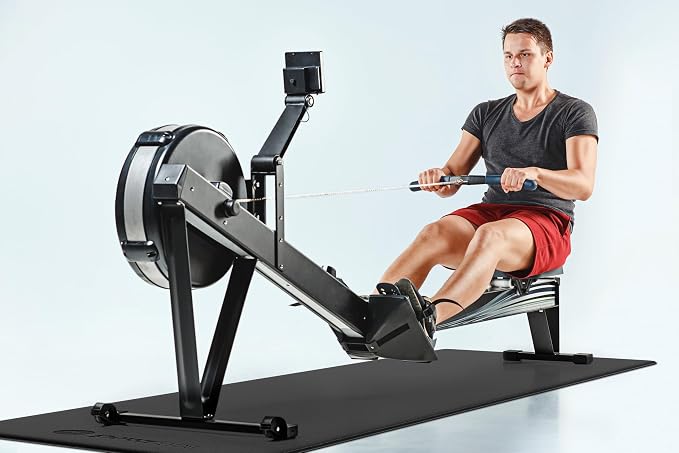 Rowing Machine Mat for Hydrow, Concept 2, Peloton Rower,Treadmill | Extra-thick PVC, Sweat and waterproof, Non-slip surface, 12-month warranty, USA-based support