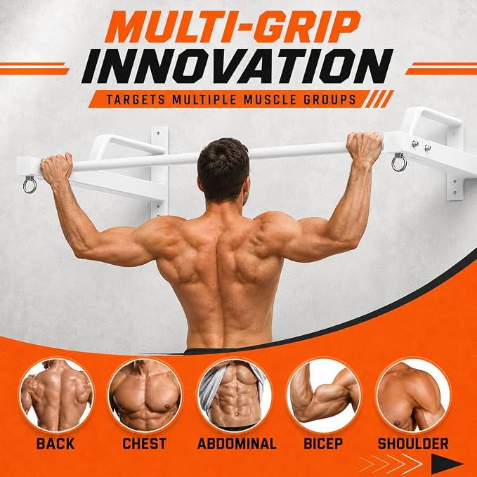 2026 Upgrade Pull Up Bar Wall Mounted - 600 lbs Heavy Duty Strength Training Pull-Up Bars, Ideal Rogue Pull Up Bar for Home and Commercial Gym, Easy Installation Chin Up Bar, Versatile Garage Pullup Bar