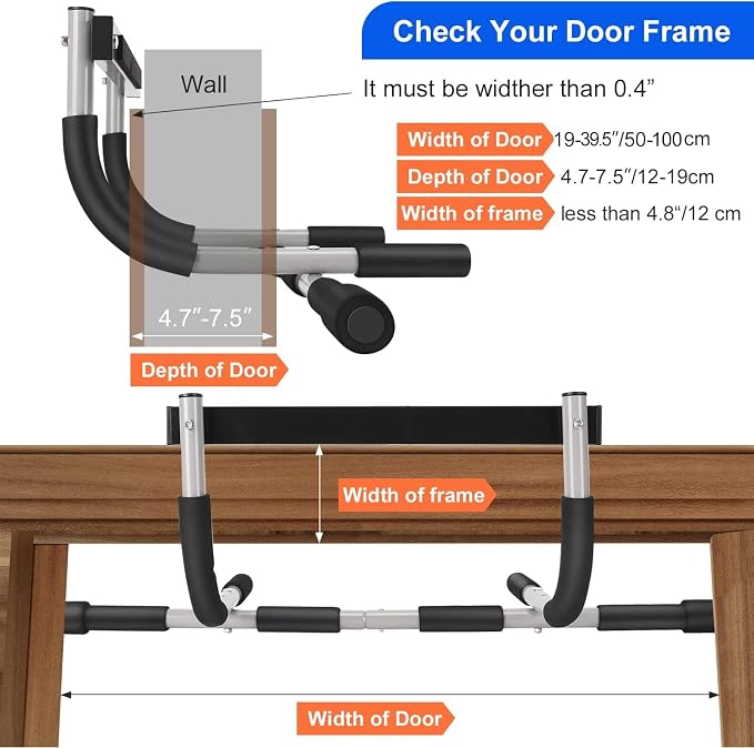 MOMODA Doorway Pull Up Bar, Home Gym Fitness Chin-Up Bar for Door Frame