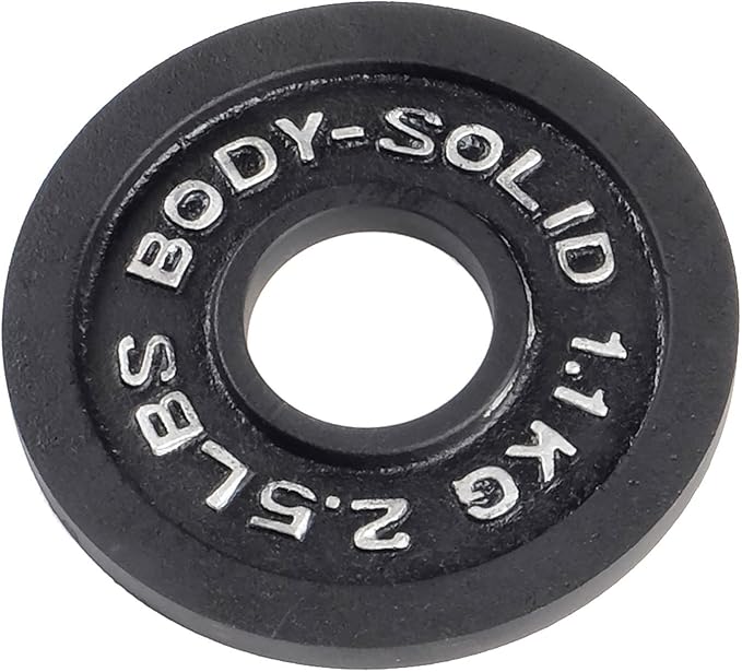 Body-Solid Cast Iron Olympic Single Weight Plate - Free Weights, Dumbbell Plates, 2 Inch Standard Hole for Barbell