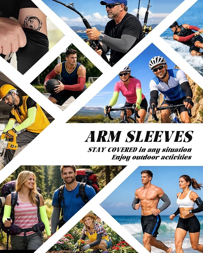 BHYTAKI Cooling Compression Arm Sleeves for Men Women,UPF50 UV Sun Protection Sleeves for Work Sport Tattoo Cover Up