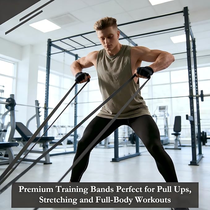 16-Pcs Resistance Bands Set - Premium Elastic Workout Bands for Home Gym, Strength Training, Yoga & Physical Therapy