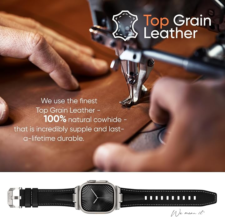 Suitisbest Leather Band Compatible for Apple Watch Ultra Band 49mm 46mm 45mm 44mm 42mm 41mm 40mm, Genuine Leather Replacement Strap for iWatch series 11 10 9 8 7 6 5 4 3 2 1, SE 3 2 1, Ultra 3 2 1
