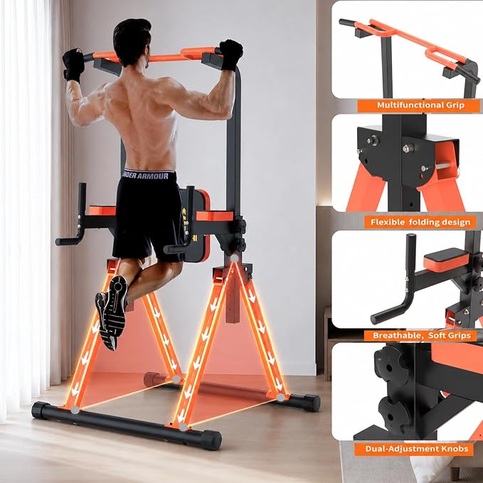 Z ZHICHI Foldable Pull-Up Dip Station Weight Capacity 400LBS