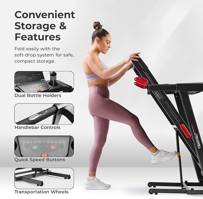 Sunny Health & Fitness Smart Manual Incline Wi-Fi Treadmill, Foldable | 2HP, 9 MPH, 3 Manual Incline Levels up to 5%, WiFi Connectivity, 16" x 50" Running Belt, 20 Workout Programs