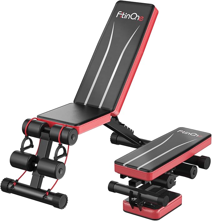 FitinOne Adjustable Folding Weight Bench for Home Gym, 660 lbs Capacity Multi-Functional Workout Bench Sturdy Durable for Full Body