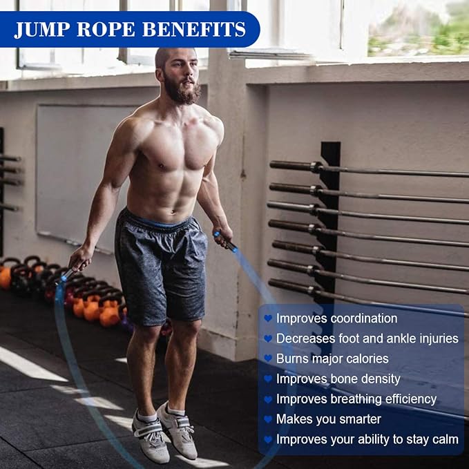 Redify Weighted Jump Rope for Workout Fitness(1LB), Tangle-Free Ball Bearing Rapid Speed Skipping Rope for MMA Boxing Weight-loss,Aluminum Handle Adjustable Length 9MM Fabric Cotton+9MM Solid PVC Rope