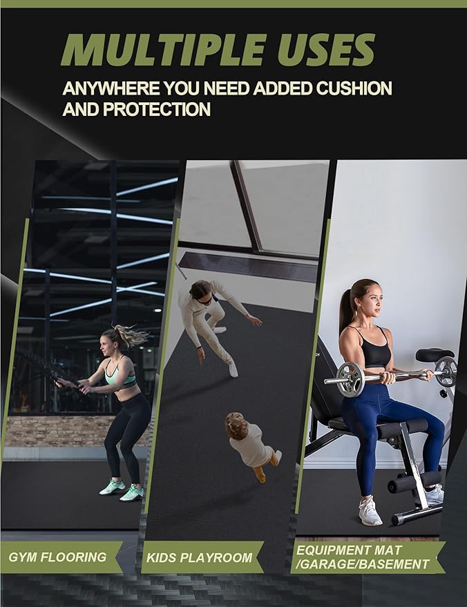 innhom Large Exercise Mat 7'x5'/8'x6'/9'x6'/10'x6' Workout Mat Gym Flooring for Home Gym Mats Exercise Mats for Home Workout Thick Floor Mat for Fitness