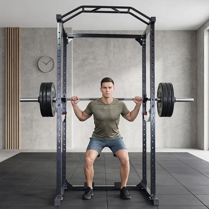 Fitvids Multiple Specifications Power Cage Squat Rack, Includes J-Hooks and Safety Straps, Other Optional Accessories