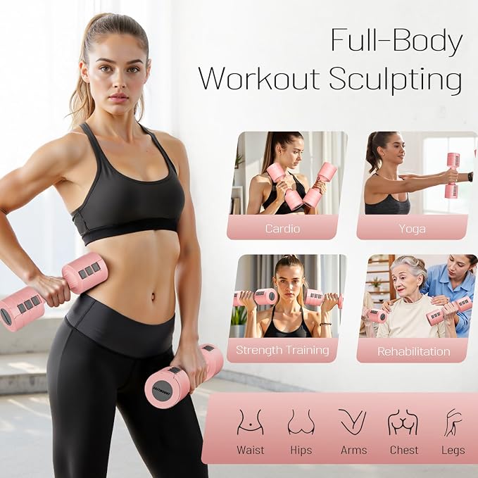 EAST MOUNT Adjustable Dumbbells 5 lb Dumbbells Set of 2 / Pair 10 lb Total Free Weights 6 in 1 Women Hand Weights for Home,Office,Gym Exercise Training 2lb 3lb 4lb 5lb Fast Adjust