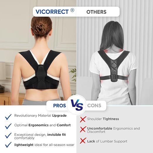 Posture Corrector for Women and Men, Adjustable Upper Back Brace for Clavicle Support and Providing Pain Relief from Neck, Shoulder, and Upper Back (Black, Large/X-Large)