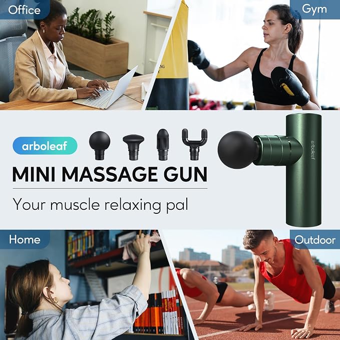 arboleaf Massage Gun Deep Tissue, Full-Metal Electric Portable Hand Held Massager Gun for Back, Body Sore Muscles, Pain Relief, Gifts, Office, Home, Athletes | Compact Full-Metal Design with Quiet Brushless Motor and Carrying Case for Easy Storage, Gym...