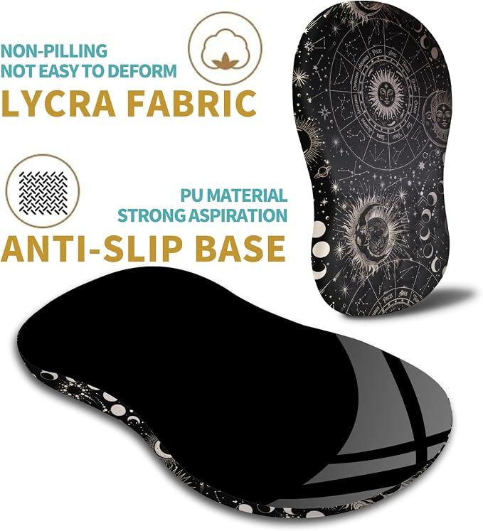Hokafenle Ergonomic Mouse Pad Wrist Support with Massage Design, Wrist Rest Pain Relief Mousepad with Memory Foam&Non-Slip PU Base,Mouse Pads for Wireless Mouse (12x8 inch,Tarot Constellation)