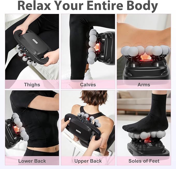 20-Head Deep Tissue Percussion Massage Gun, Portable Handheld Massager | 3 Modes & 30 Speeds, Full Body Muscle Relaxation Tool with Type-C Fast Charging, Quiet Design for Home Gym Office