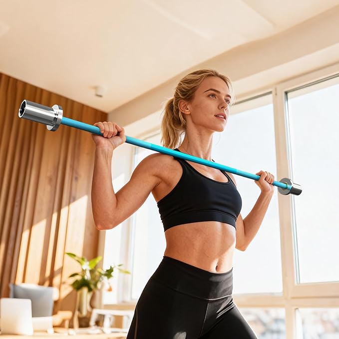 5LB Mini Barbell Bar 4ft Technique Training Barbell For Beginner Women kid | PAPABABE 5LB Mini Barbell Bar 4ft Technique Training Barbell for Beginner Women kid 2-inch Plate Barbell for Home Gym Fitness