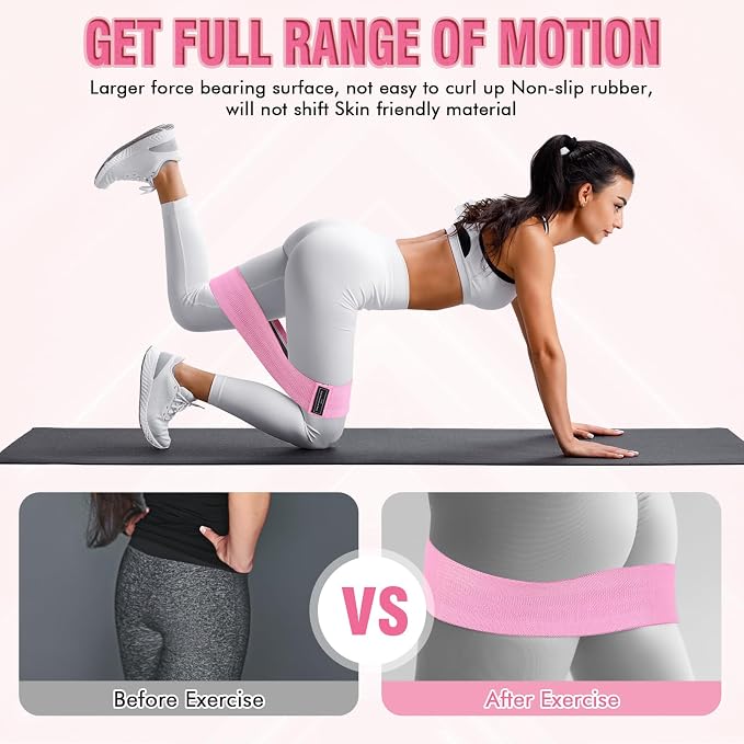 24 Pcs Fabric Resistance Bands for Working Out Strength Exercise Bands for Women Men Resistance Loop for Legs and Butt, Yoga, Pilates, Rehab, Fitness and Home