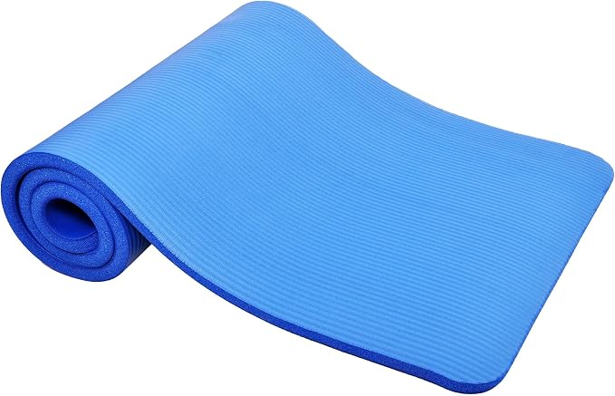 Signature Fitness Extra Thick High-Density Foam Yoga Mat – Multiple Thicknesses (1/2" & 1") / Multiple Colors – Double-Sided Non-Slip Surface – with Carrying Strap for Pilates, Yoga & Home Workouts