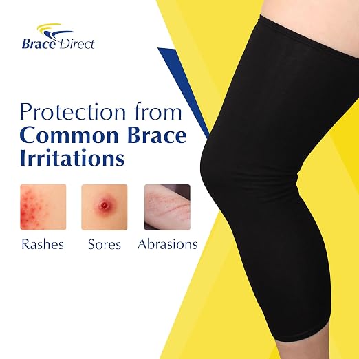 Brace Direct Knee Brace Undersleeve, Non-Slip Protective Liner for Comfort | Thin, breathable leg sleeve worn under a knee brace with anti-slip, skin-protecting barrier against rubbing, chafing & rash