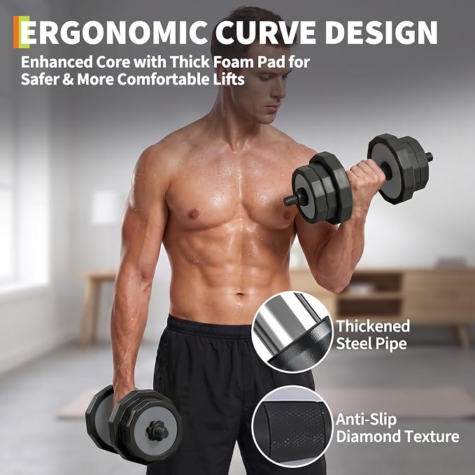 Garvee Adjustable Dumbbells Set 45/65/85 Lbs, 3 In 1 Weight Dumbbell Set | Adjustable Free Weights Set Used As Kettlebells, Barbells, Dumbbells with Barbell Connector & Kettlebell for Home Gym