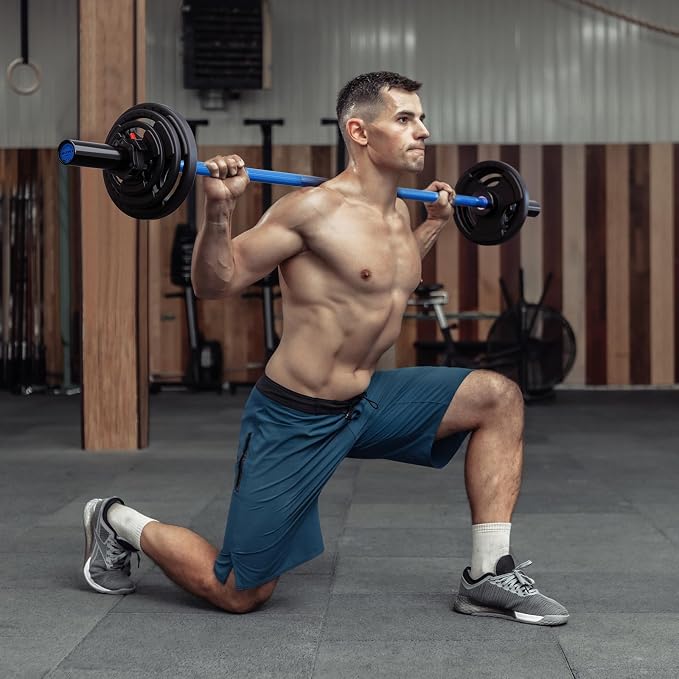 RitFit Barbell Weight Set - 4/6FT Olympic Barbell with Weight Plates (55-115LB Total) - Weightlifting Equipment for Squats, Curls, Deadlifts, Presses, Hip Thrusts