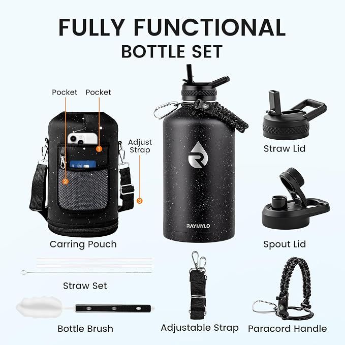 RAYMYLO 128oz Insulated Water Bottle, Triple Wall Vacuum Stainless Steel Water Bottles