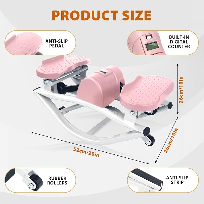 Rock Stepper Machine with Digital Display,Workout at Home,Office | Digital display, side-to-side motion, home workout, arm leg glute exercise,home fitness, full body workout