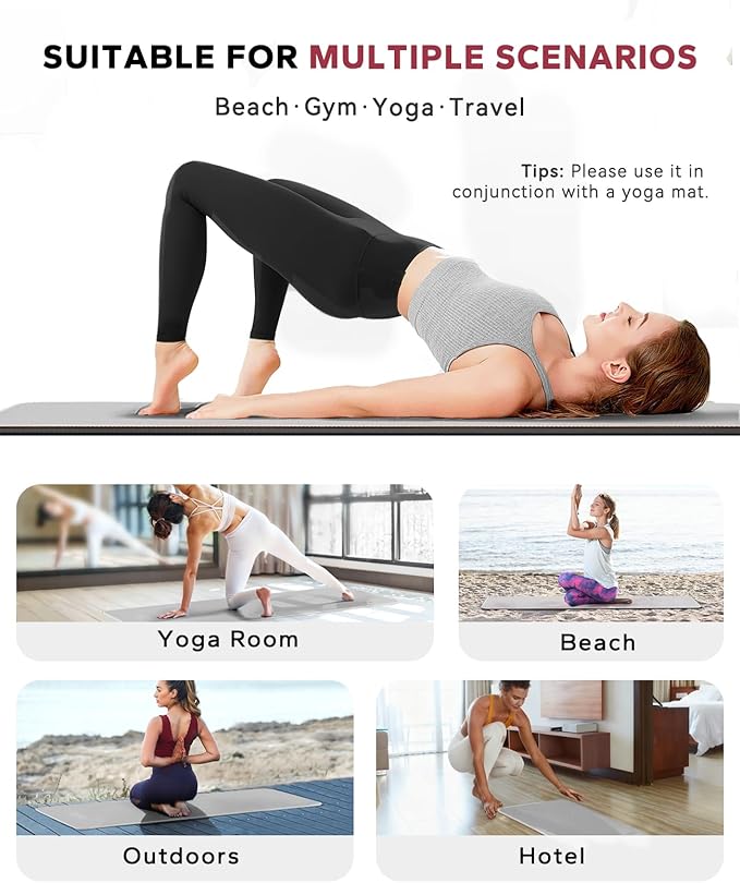 HAPBEAR Non Slip Yoga Mat Towel with Grip Dots, 72" x 24" Hot Yoga Towel - Super Absorbent Microfiber Yoga Towel for Hot Yoga, Bikram, Pilates and Gym Workout - Grey