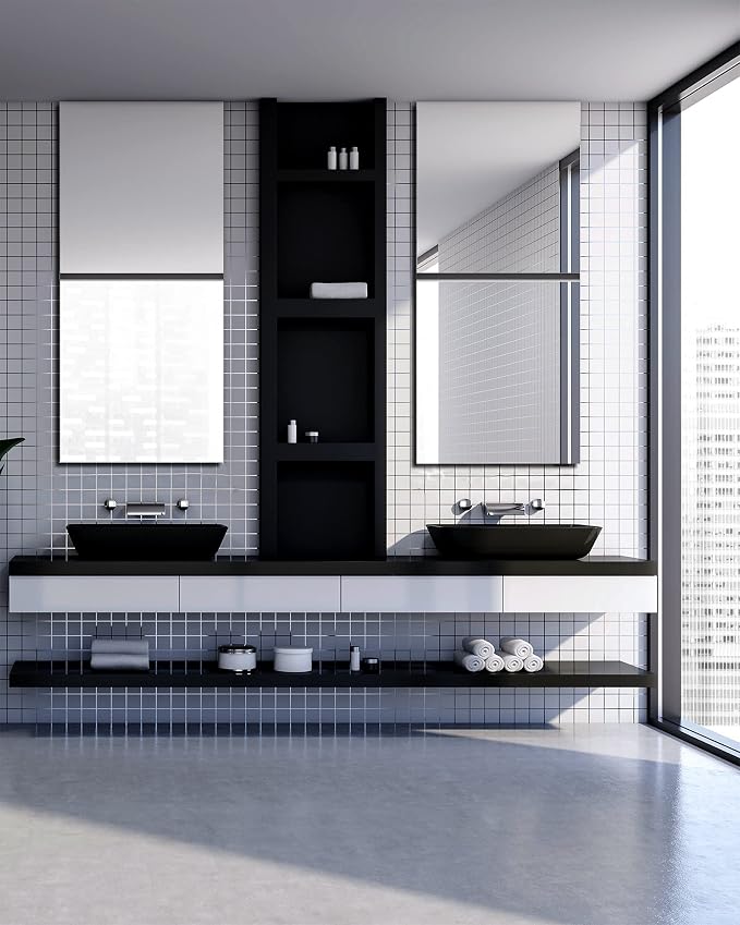 Shatterproof Full Length Mirror Tiles, Mirror for Wall, Full Body Mirrors for Kids, Thick 0.125", 4 Pcs 16"x16", Made of Frameless Plexiglass Acrylic Plastic, Wall Mounted for Home Gym, Door, Bedroom