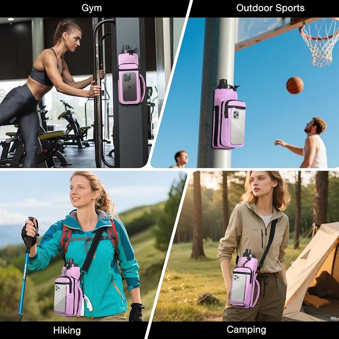 MoKo Magnetic Gym Bag, Magnetic Water Bottle Holder with Clear Phone Pouch, Built-in 4 Magnets Fitness Bag for Men and Women Compatible with Most Water Bottles, Gym Accessories Gifts, Purple | Built-in 5 Magnets Fitness Bag for Men and Women Compatible...