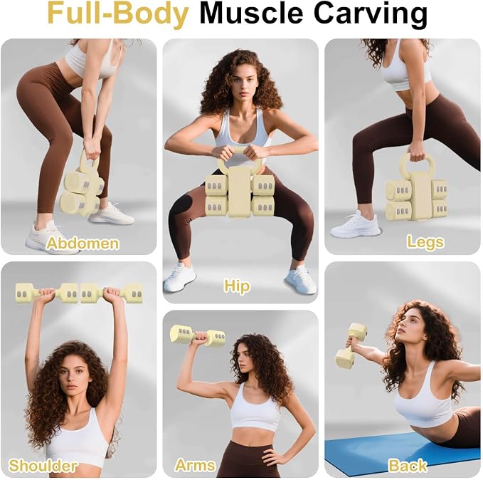 2-in-1 Adjustable Dumbbell Set, 4-Level Weights for Women | Convertible Dumbbell & Kettlebell, Adjustable 2.2-5.5lb Each, Quick-Change Button, Compact for Home Gym, Office & Outdoor