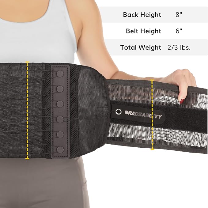 BraceAbility Lumbar Support Belt for Lower Back Pain - Corset Brace for Men and Women, Scoliosis, Sciatica, Spinal Stenosis, Herniated Disc Relief - FSA Eligible, Fits 28" - 60" Waist