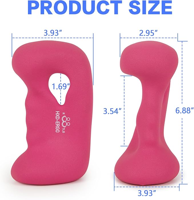 HXD-ERGO Ergonomic Dumbbells Weights Set-Hand Weights for Women at Home, Ear Dumbbells Weights for Pilates, Yoga, Jogging,StrengthTraining