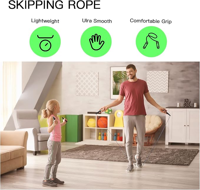 Pack PVC Jump Rope for Cardio Fitness - Versatile Adjustable Skipping Rope for Women Men Kids, Speed Jump Rope for Exercise,9 Feet