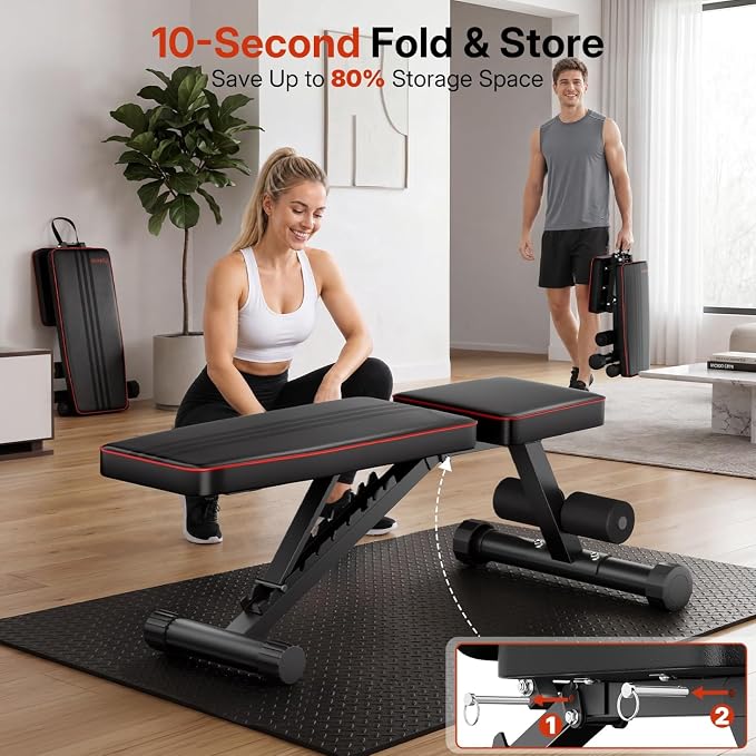 Multi-Function All in 1 Weight Bench Set - Multi-Positions Heavy Duty Weight Lifting Sit Up Bench Workout Benchs Folding Bench Press for Home Gym