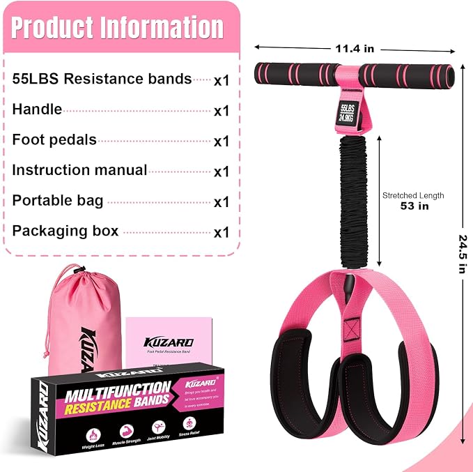 Upgraded Pedal Resistance Band with Handles, Multifunction Foot Pedal Resistance Bands for Abdomen,Waist,Arm, Core/ABS,Leg Workout at Home - Physical Therapy,Stretching,Strength Equipment