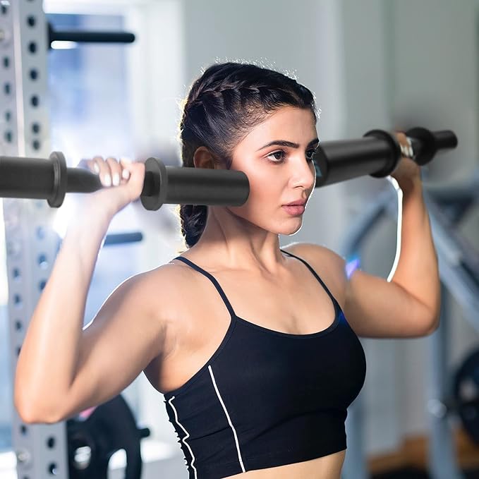 16" Olympic Dumbbell Handle, Dumbbell Bar for 2-inch Olympic Weight Plates, Loadable Dumbbells for Home Gym Strength Training, 2 Pair of Spring Collars Included