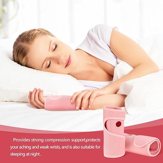 Zomiboo 2 Pieces Carpal Tunnel Wrist Braces for Night Wrist Sleep Support Brace Wrist Splint Stabilizer and Hand Brace Cushioned to Help With Carpal Tunnel and Wrist Pain Relief (Pink,Classic Style)