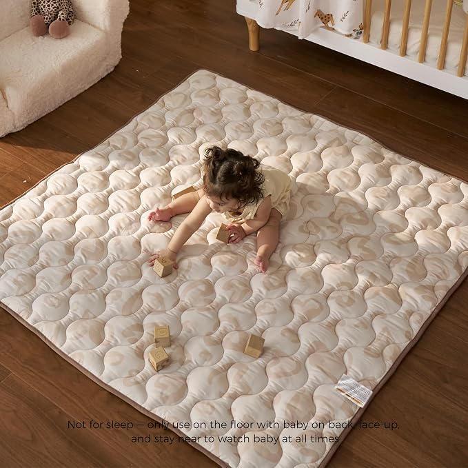 Momcozy Baby Play Mat for Floor, 50"x50" Thickened Playpen Mat, Playmate for Baby Tummy Time, Waterproof & Non-Slip, Foldable Outdoor Mat with Carrying Handle, Leopard | Playmate for Baby Tummy Time, Waterproof & Non-Slip, Foldable Outdoor Mat with Car...