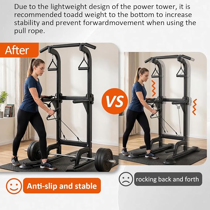 Power Tower Pull Up & Dip Station Multi-Function Home Strength Training Fitness Workout Station Height Adjustable
