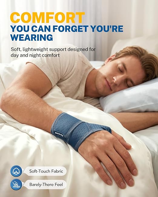Wrist Brace with Soft-Touch Fabric, Breathable Compression Support | Mild Carpal Tunnel Support , Adjustable Compression Wrist Wrap , Enlarged Thumb Opening , Typing, Office Work & Daily Wear
