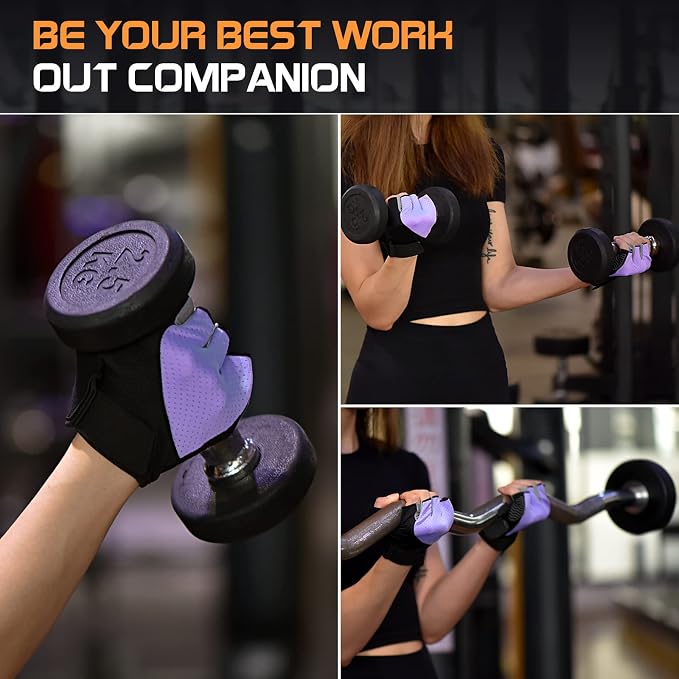 sunnex Workout Gloves for Women - Breathable Weight Lifting Gloves with Non-Slip Silicone Padding, Fingerless Gym Gloves for Cycling, Rowing, Pull Ups & Training (4 Sizes)