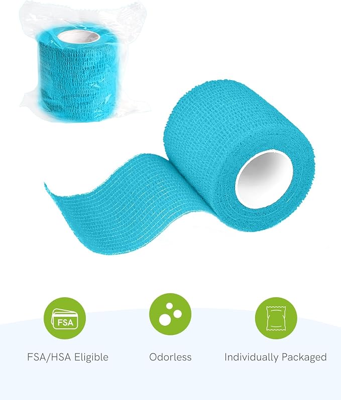 FriCARE Self Adhesive Bandage Wrap, Medical Tape in First Aid Kit, Vibrant | Elastic Cohesive Bandages for Sports/Vet/Wrist Ankle Wounds, 2 Inches X 5 Yards, Latex-free 6 Rolls