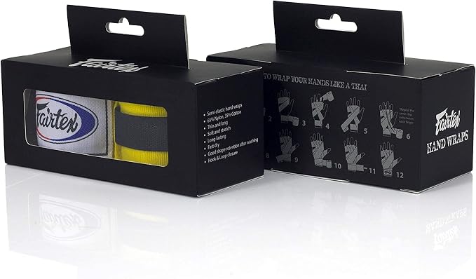 Fairtex HW2 Elastic Cotton Handwraps, 120' and 180" Full Length Hand Wraps-Many Colors