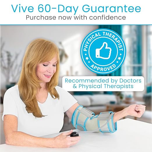 Vive Compression Elbow Ice Pack Wrap w/Inflatable Pump - Pain Relief | Fractures, Tendonitis, Tennis Elbow & Post Surgery Recovery - Adjustable Hot & Cold Therapy Brace - Arctic Flex Gel