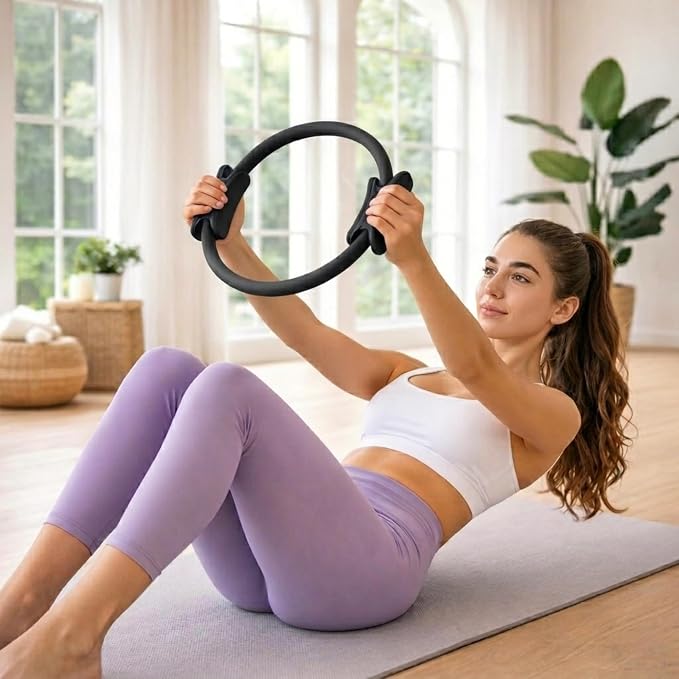 Pilates Equipment - Magic Circle Ring, Pilates Ball, Resistance Bands Set and Sliding Discs Accessories for Exercise, Gym, Yoga, Home and Travel Full Body Fitness Workout Kit Women and Men