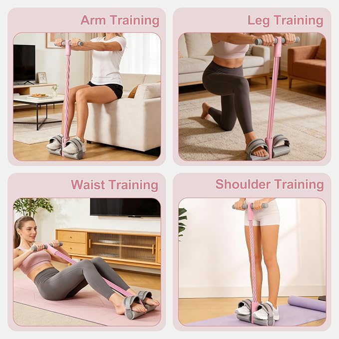 Adjustable Ankle Strap Bands Resistance with Handles, Upgraded 6 Tube Pedal Resistant Band, Natural Rubber Foot Pedal, Fits All Foot Sizes, Fitness Resistance Band for Abs, Waist, Arms and Legs