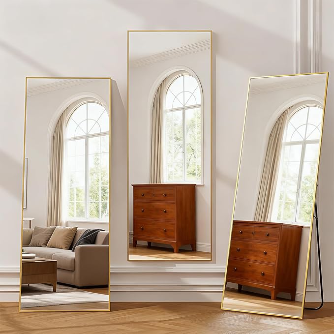Simple Deluxe Full Length Mirror, 71"x26"Large Floor Mirrors, for Wall Door Bedroom Bathroom Living Room (Gold)