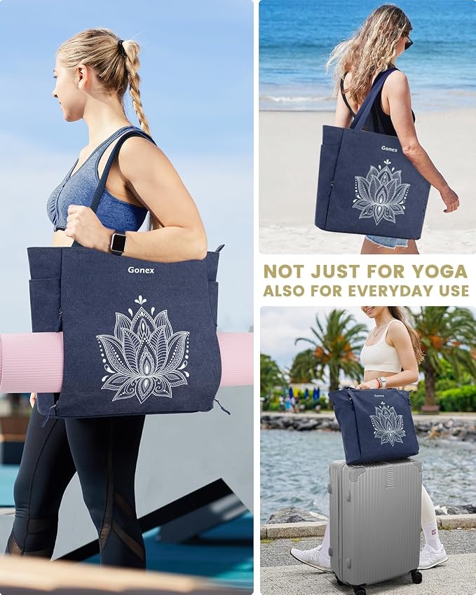 Gonex Yoga Mat Bag with Zipper Mat Carrier Canvas Gym Tote | Durable Canvas, Zipper Closures Prevent Slipping, Quick Access, Bottle Holder, Fits Yoga Blocks, Gym & Travel Use